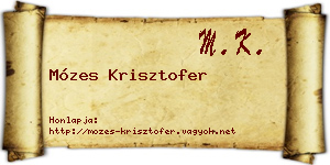 Mózes Krisztofer névjegykártya